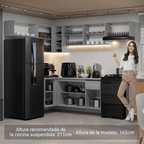 Combo completo de Cocina Esquinera Flotante 405 cm 9 Puertas 1 Cajón Gris Nice Madesa