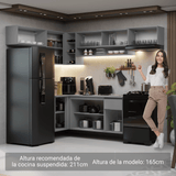 Combo completo de Cocina Esquinera Flotante 405cm Gris Nice Madesa 03