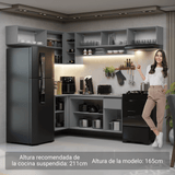 Combo completo de Cocina Esquinera Flotante 405cm Gris Nice Madesa 04