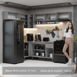 Combo completo de Cocina Esquinera 405cm Gris Nice Madesa 05