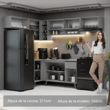 Combo completo de Cocina Esquinera 405cm Gris Nice Madesa 06