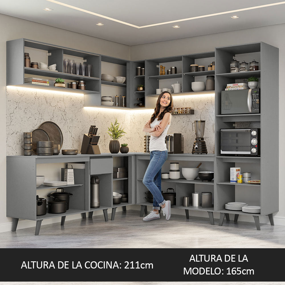 Combo Completo de Cocina Esquinera 445 cm Gris Nice Madesa 02