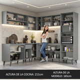 Combo Completo de Cocina Esquinera 445 cm Gris Nice Madesa 02