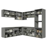 Combo completo de Cocina Esquinera 445 cm Flotante Gris, Nice 04