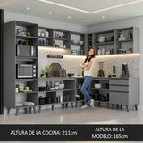 Combo Completo de Cocina Esquinera 465 cm Gris Nice Madesa 01