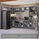 Combo completo de Cocina Esquinera Flotante 465cm Gris Nice Madesa 02