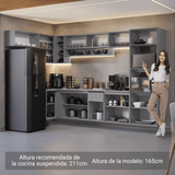 Combo completo de Cocina Esquinera Flotante 465cm Gris Nice Madesa 03