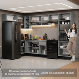 Combo completo de Cocina Esquinera Flotante 465cm Gris Nice Madesa 06