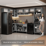Combo completo de Cocina Esquinera 465cm Gris Nice Madesa 08