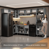 Combo completo de Cocina Esquinera 465cm Gris Nice Madesa 09
