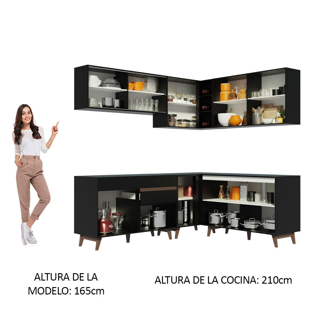 Combo completo de Cocina Esquinera 382 cm Reims Negro 01