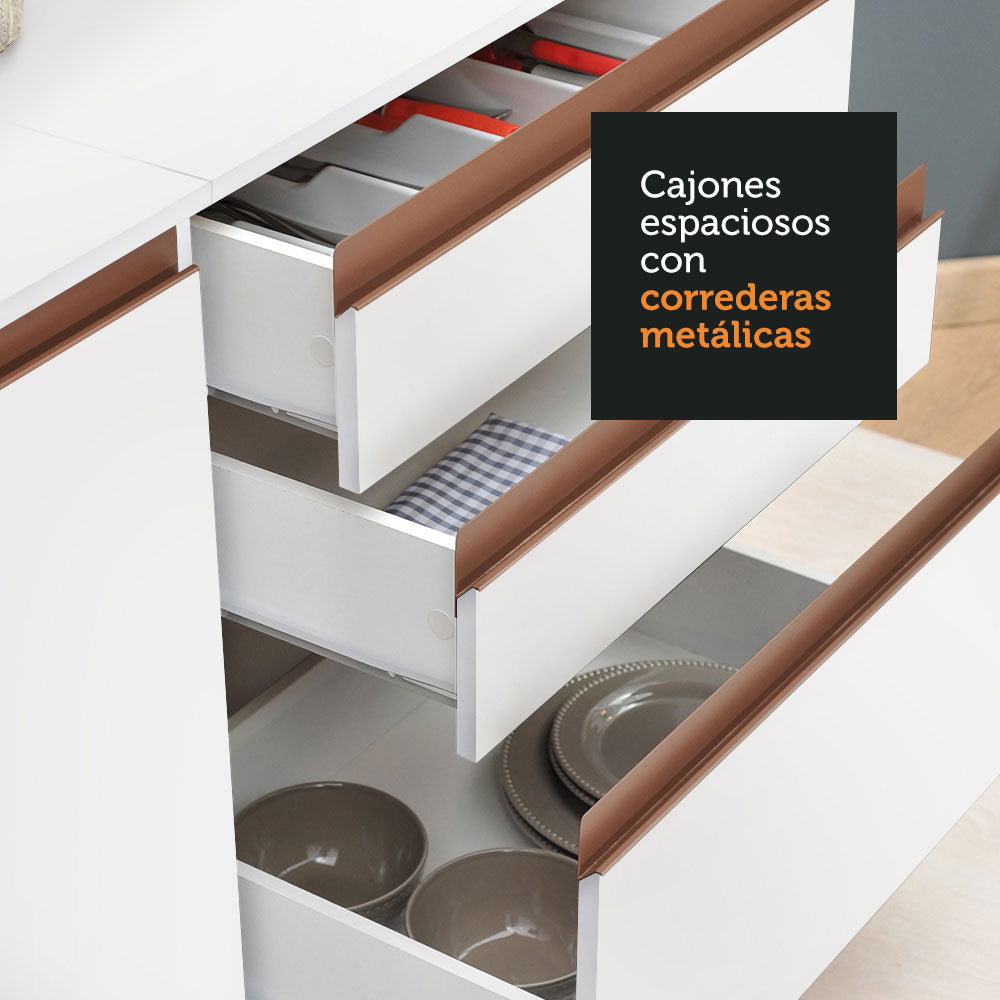Combo completo de Cocina Esquinera 392 cm 9 Puertas 1 Cajón Blanco Reims Madesa