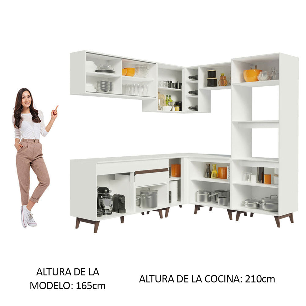Combo completo de Cocina Esquinera 402 cm 12 Puertas 1 Cajón Blanco Reims Madesa