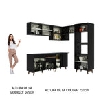 Combo completo de Cocina Esquinera 402 cm 10 Puertas 1 Cajón Negro Reims Madesa