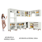 Combo completo de Cocina Esquinera 462 cm 13 Puertas 3 Cajones Blanco Reims Madesa
