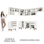 Combo completo de Cocina Esquinera 462 cm 9 Puertas 4 Cajones Blanco Reims Madesa