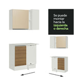 Kit Cocina Esquinera 100% MDF 2 Puertas y Nicho Marrón/Crema/Blanco Smart Madesa