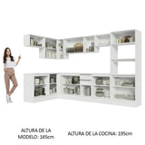 Combo Completo de Cocina Esquinera 100% MDF 447 cm Frentes Blanco Smart Madesa 02