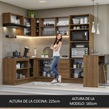 Combo Completo de Cocina Esquinera 489 cm Marrón Stella Madesa