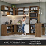 Combo Completo de Cocina Esquinera 489 cm Marrón/Blanco Stella Madesa