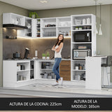 Combo Completo de Cocina Esquinera 489 cm Blanco/Marrón Stella Madesa