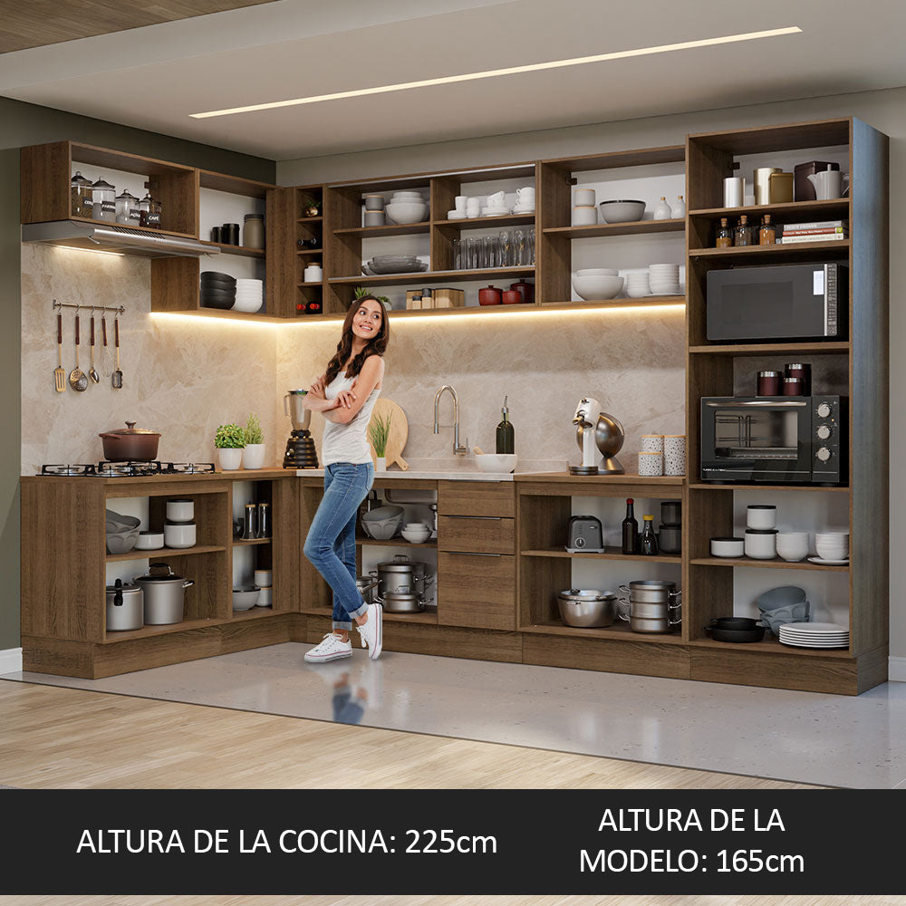 Combo Completo de Cocina Esquinera 499 cm Marrón Stella Madesa 02