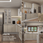Combo completo de Cocina Esquinera 399 cm 10 Puertas 3 Cajones Sin Mesada Blanco/Crema Vik Madesa
