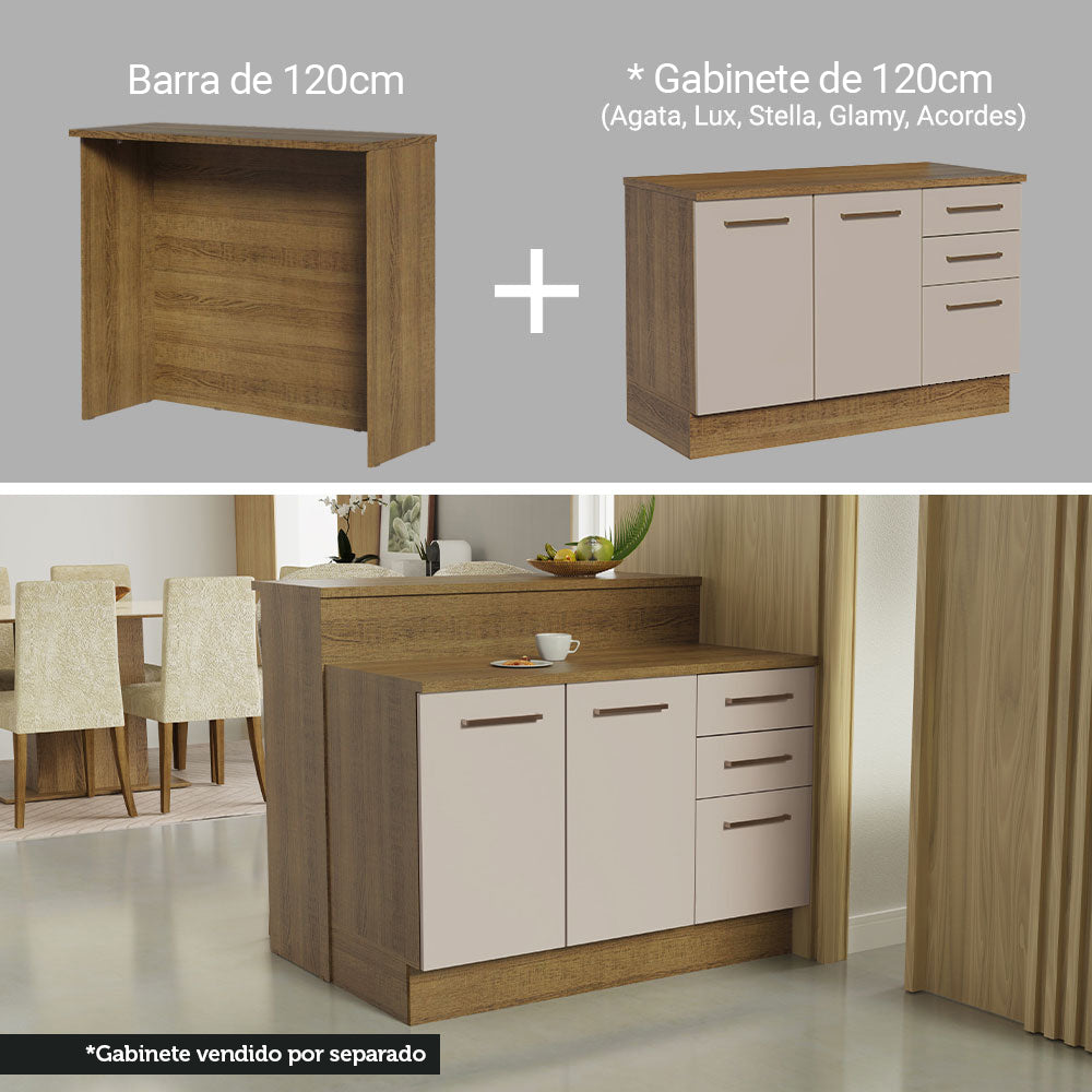 Isla de Cocina con Tapa y bajo mesada Madesa Agata 120cm MC