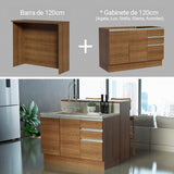 Isla de Cocina con Tapa y bajo mesada Madesa Glamy 120 MM