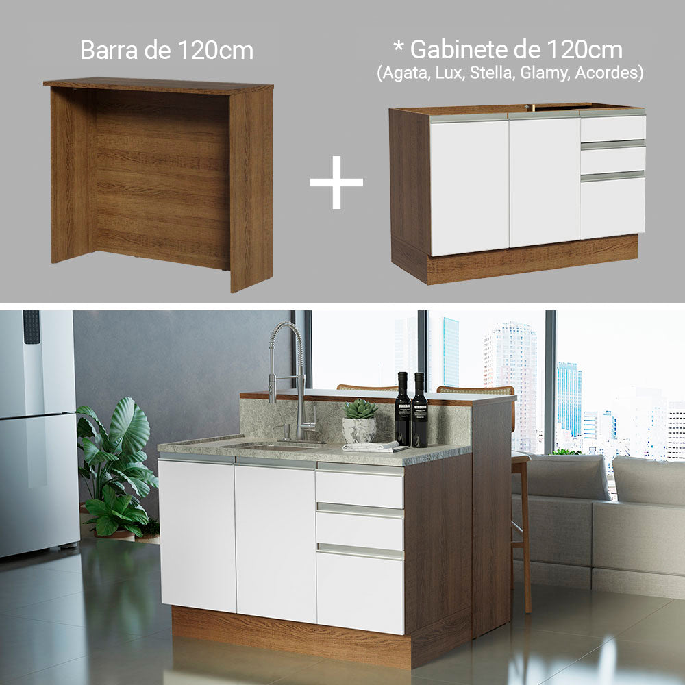 Isla de Cocina con Tapa y bajo mesada Madesa Glamy 120 MB
