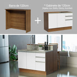 Isla de Cocina con Tapa y bajo mesada Madesa Glamy 120 MB