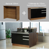 Isla de Cocina con Barra desayunador Madesa 120 Marrón/Negro
