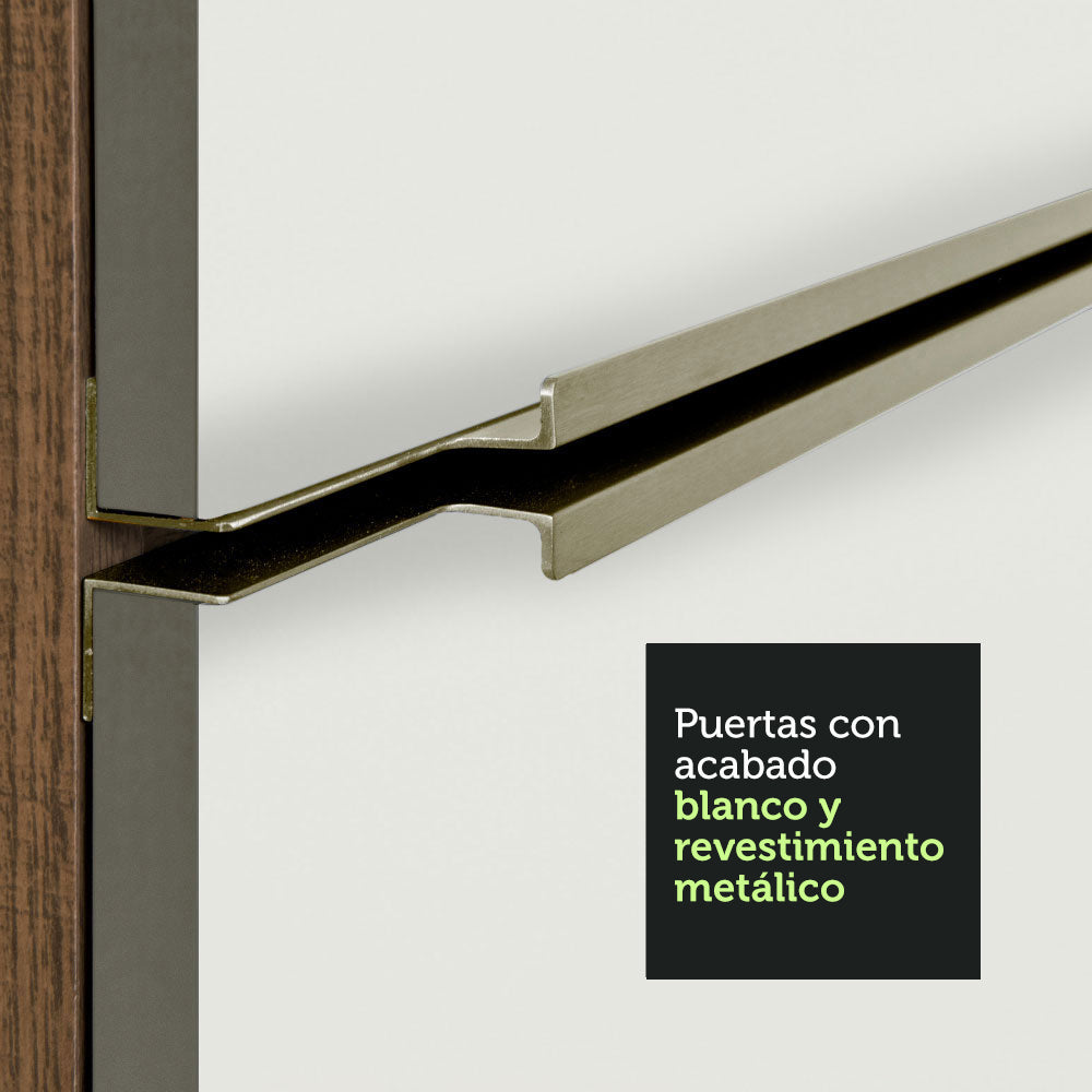 Isla de Cocina con Barra desayunador y Bajo Mesada 120 cm Marrón/Blanco Lux Madesa