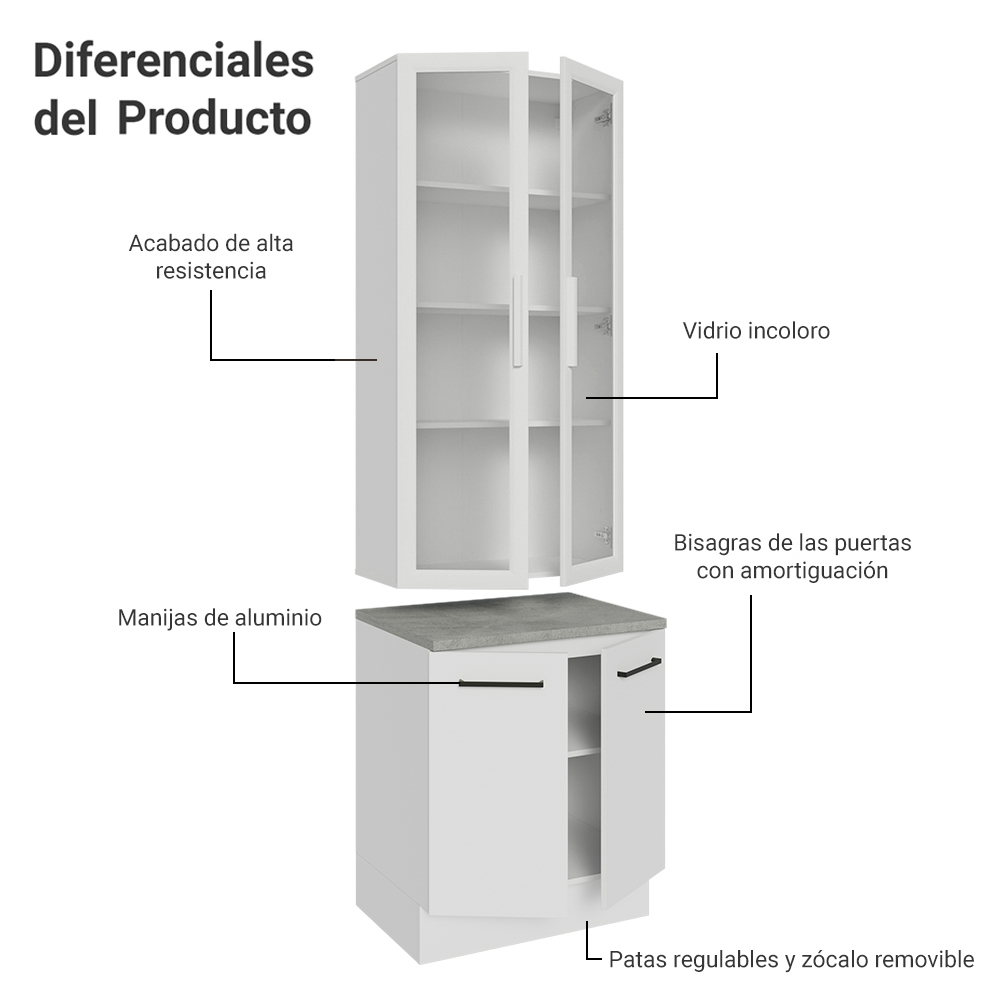 Kit Bajo Mesada con Cristalero Madesa Agata 70cm BB 01
