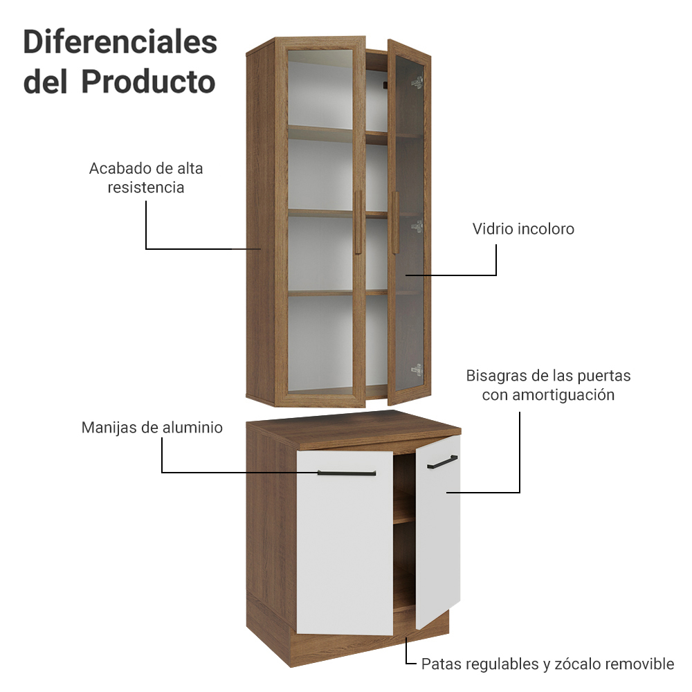 Kit Bajo Mesada con Cristalero Madesa Agata 70cm MB 01
