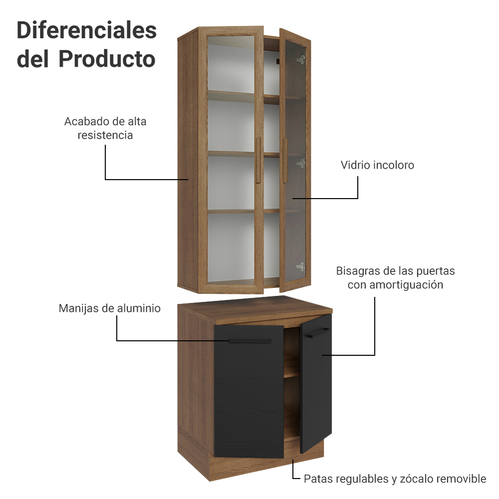 Kit Bajo Mesada con Cristalero Madesa Agata 70cm MG 01