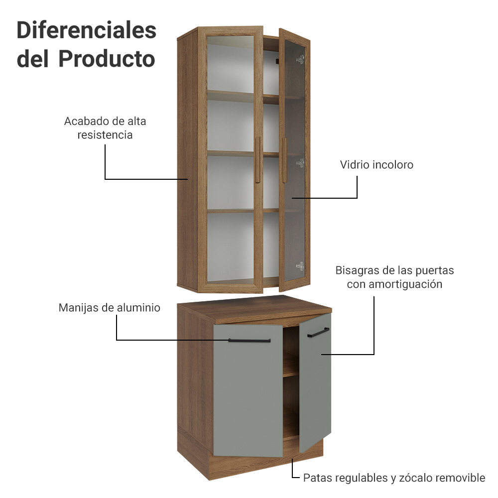 Kit Bajo Mesada con Cristalero Madesa Agata 70cm MG 01
