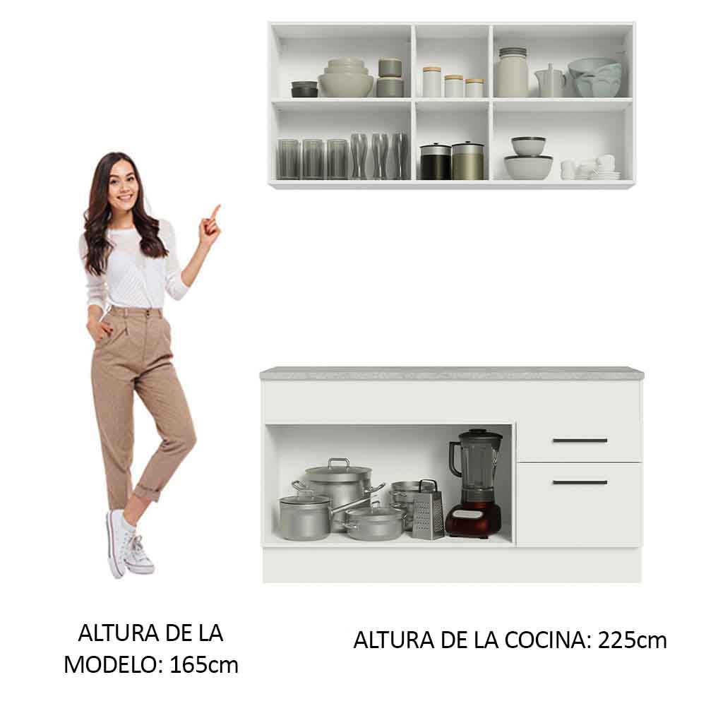 Cocina Compacta 150 cm 4 Puertas 2 Cajones Blanco Agata Madesa