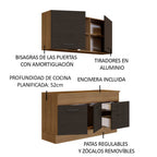 Cocina Compacta 150 cm 4 Puertas 2 Cajones Marrón/Negro Agata Madesa