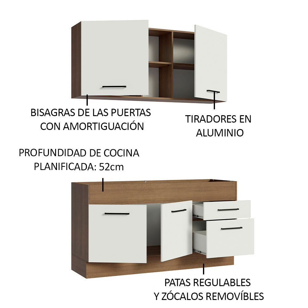 Combo de Cocina 150cm Marrón/Blanco Agata Madesa 02