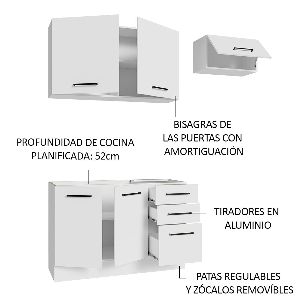 Combo de Cocina Compacta 180cm Agata Madesa 09 Blanco