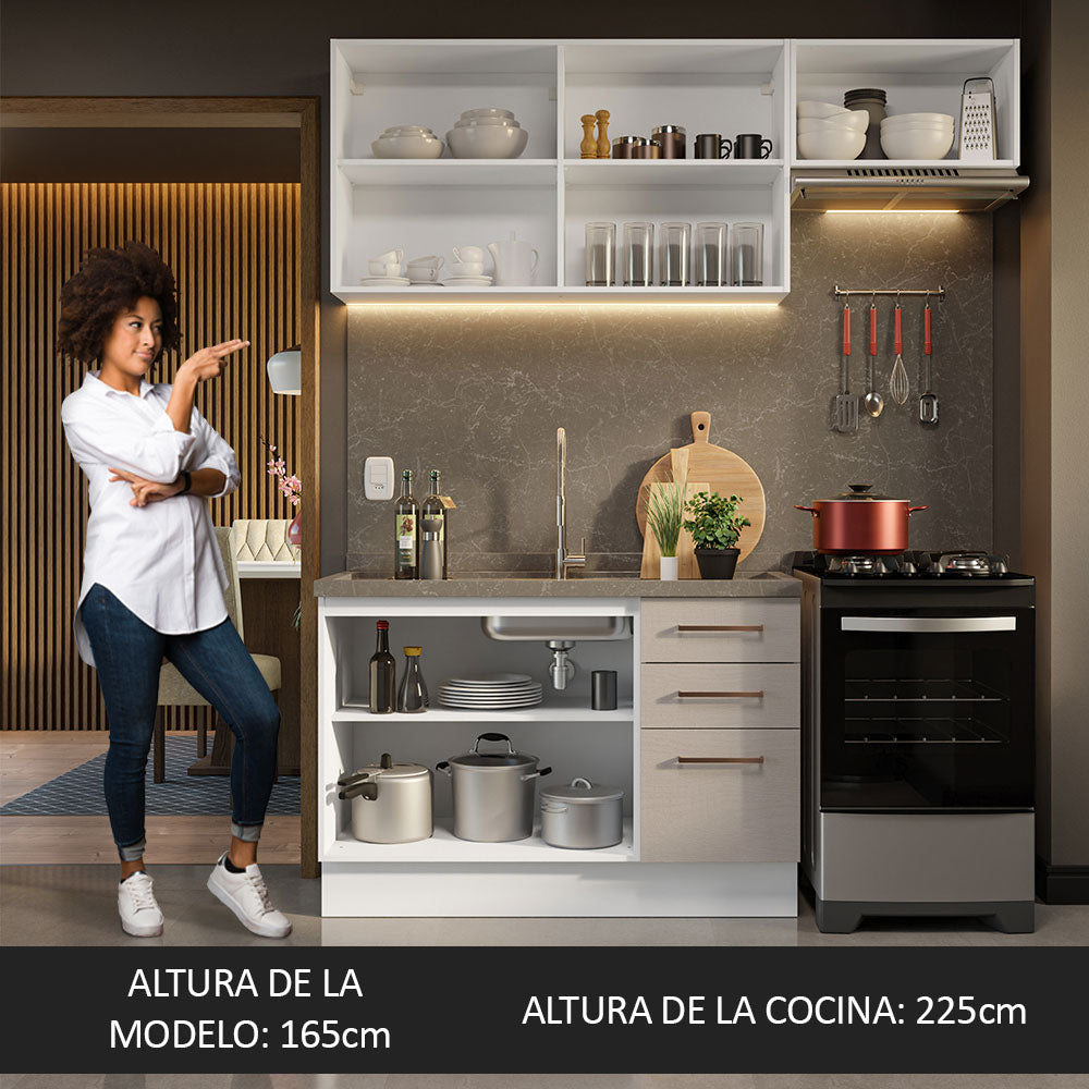 Combo de Cocina 180cm Blanco/Crema Agata Madesa 09