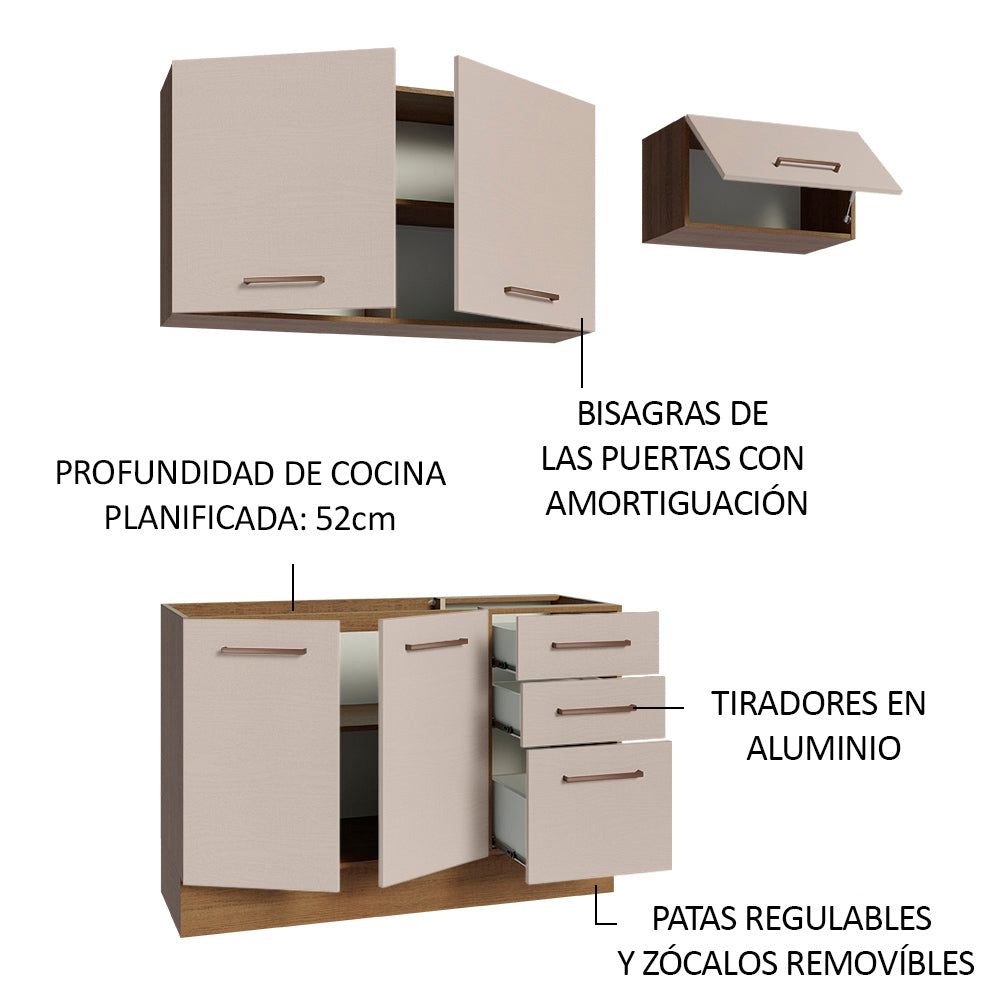 Combo de Cocina 180cm Marrón/Crema Agata Madesa 09