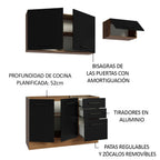 Cocina Compacta 180 cm 5 Puertas 3 Cajones Sin Mesada Marrón/Negro Agata Madesa