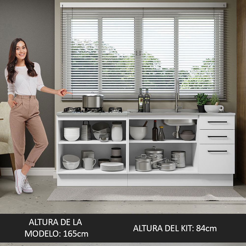 Kit 2 Bajo Mesada de Cocina Madesa Agata (Sin Tapa y Bacha de acero inoxidable)