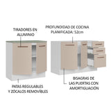 Kit Con 2 Bajo Mesada de Cocina com 3 Cajones y 4 Puertas (Sin Tapa Ni Bacha de acero inoxidable) Blanco/Crema Agata Madesa