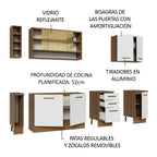 Kit Completo de Cocina 220 cm 7 Puertas 3 Cajones Sin Mesada Marrón/Blanco Agata Madesa