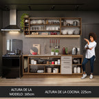 Kit Completo de Cocina 220 cm 7 Puertas 3 Cajones Sin Mesada Marrón/Crema Agata Madesa