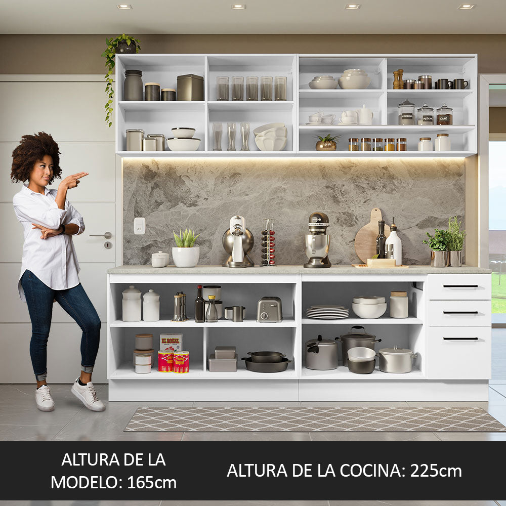 Combo completo de Cocina 240cm Blanco 60cm de Profundidad Agata Madesa 01