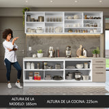 Combo completo de Cocina 240cm Blanco/Crema 60cm de Profundidad Agata Madesa 01